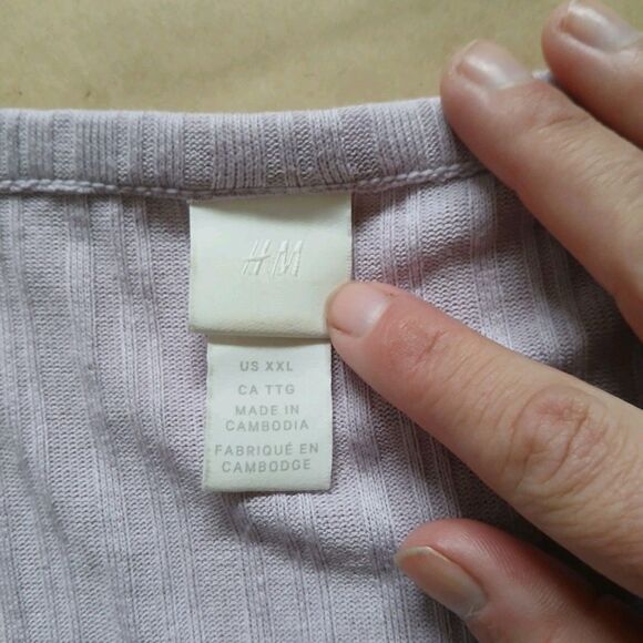 H&M Button Up Long Sleeve Cardigan Size XXL Lavender Ribbed Classic 90s Preppy - Picture 3 of 7